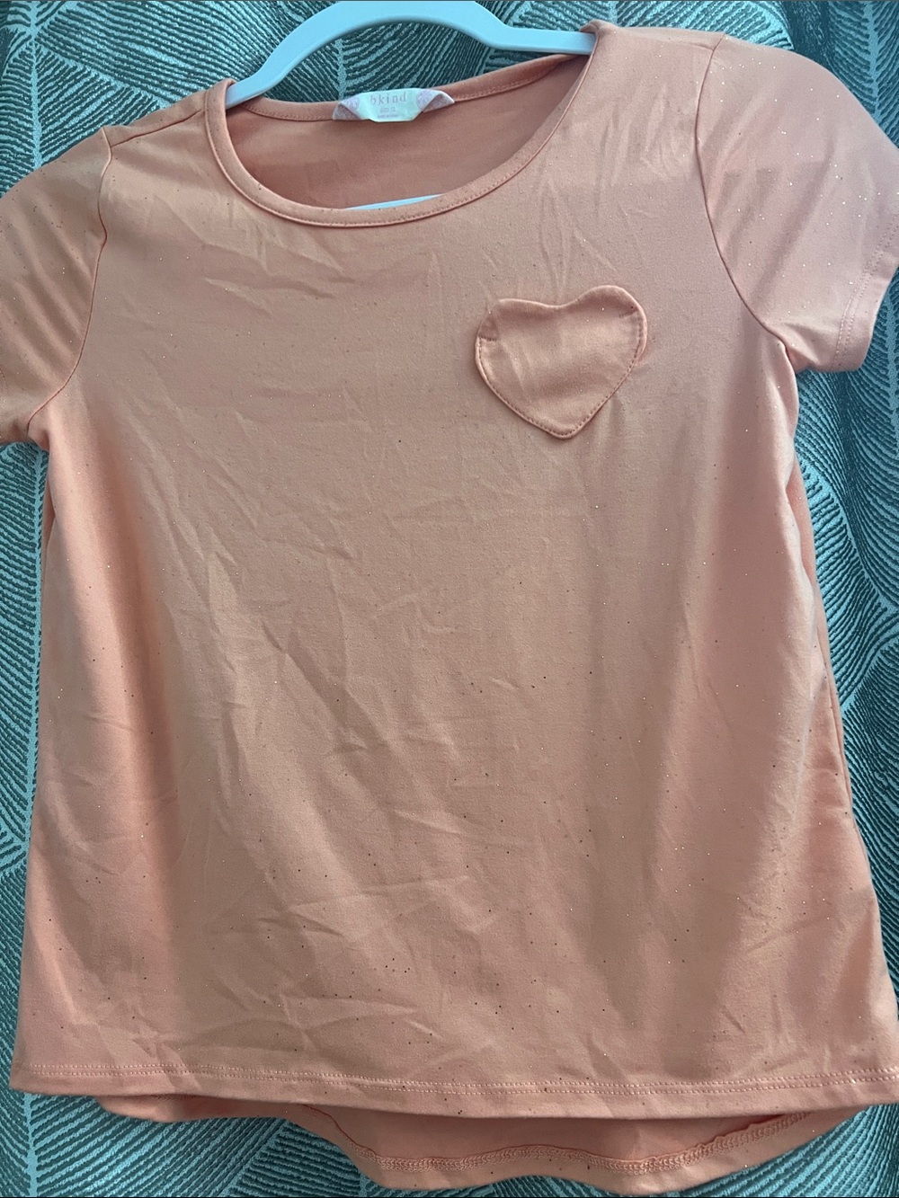 Girls Peach Short Sleeve Heart Tee by okie dokie